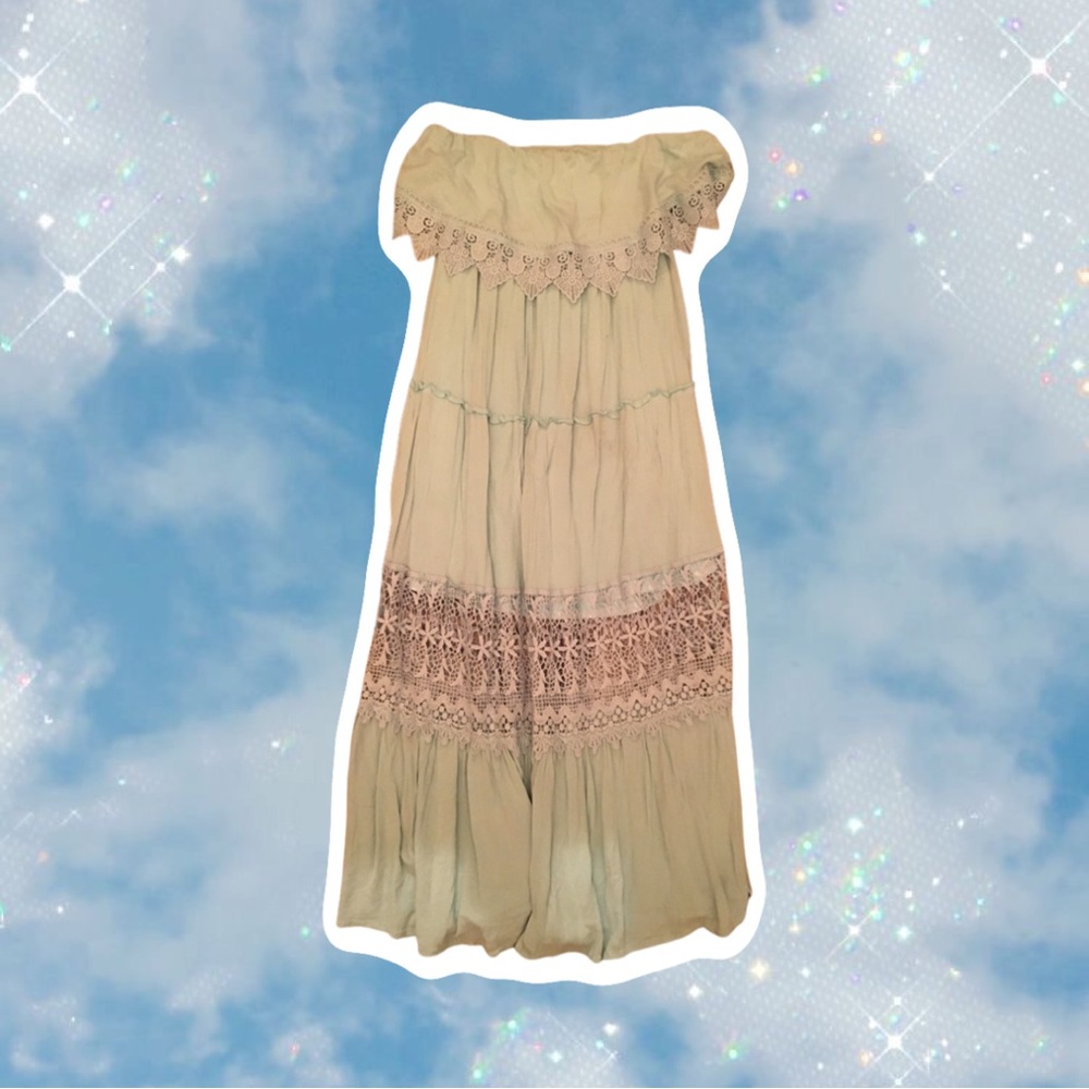 S - Light blue boho maxi dress